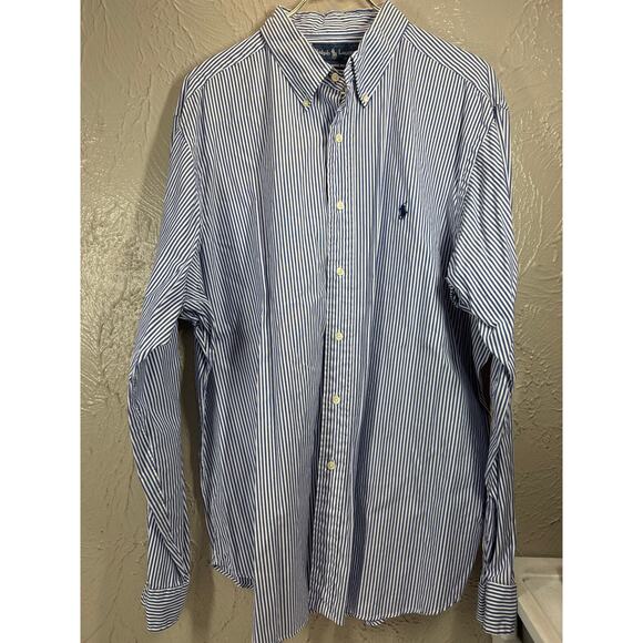 Ralph Lauren Mens Long Sleeve Striped Classic Preppy Dress Shirt Size 17.5 36/37 - Picture 2 of 5